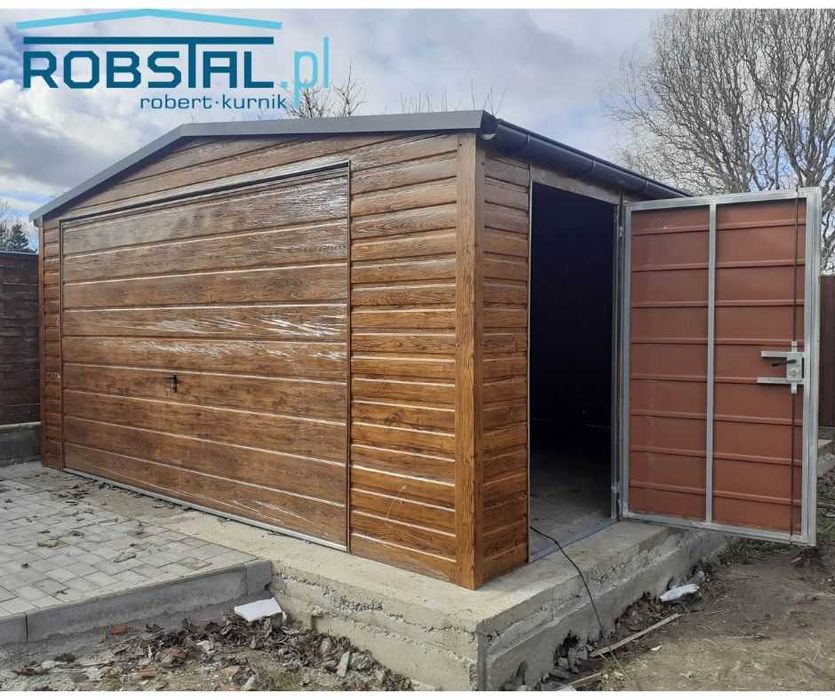 Garaż drewnopodobny 4,5x5,5 Brama uchylna MONTAŻ GRATIS