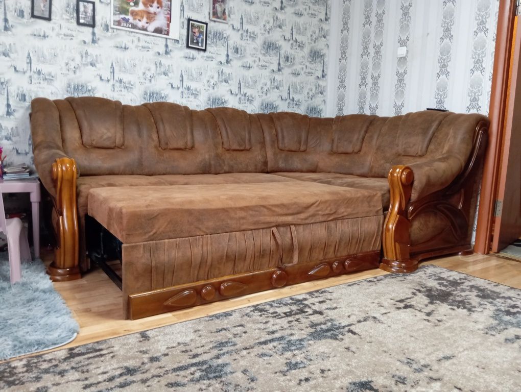Кутовий шкіряний диван Наполеон