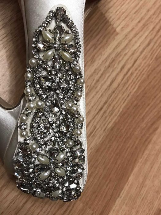 Туфли белые Pink стразы жемчуг свадебные р.37,5/38 ст.25/24,5см