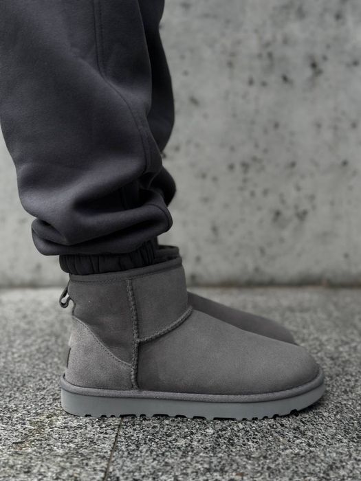 Ugg Mini Grey угі сірі хутро зимові жіночі угги