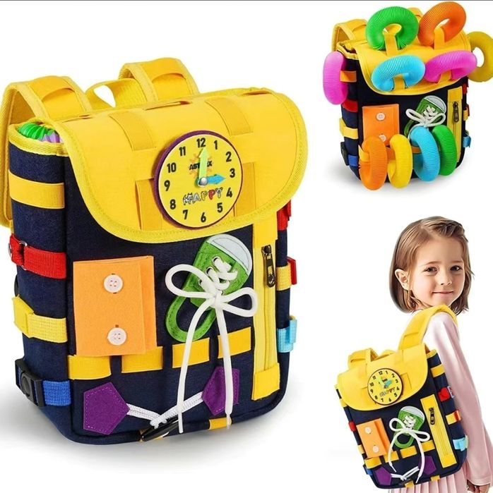 Рюкзак-бізіборд, набір "Юний майстер" Монтесорі, водяний килимок