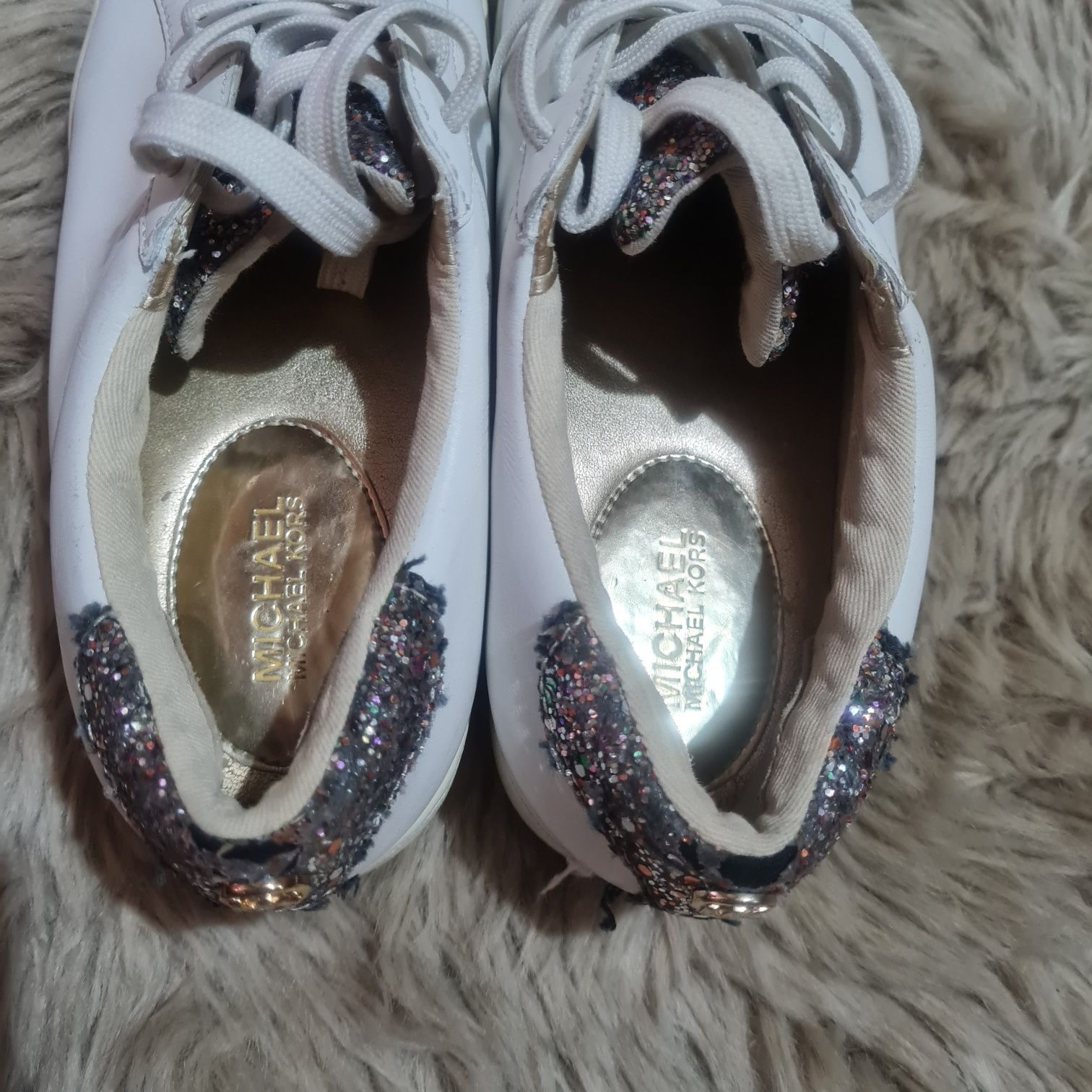Michael Kors tenisówki skórzane białe z brokatem r. 35 trampki adidasy