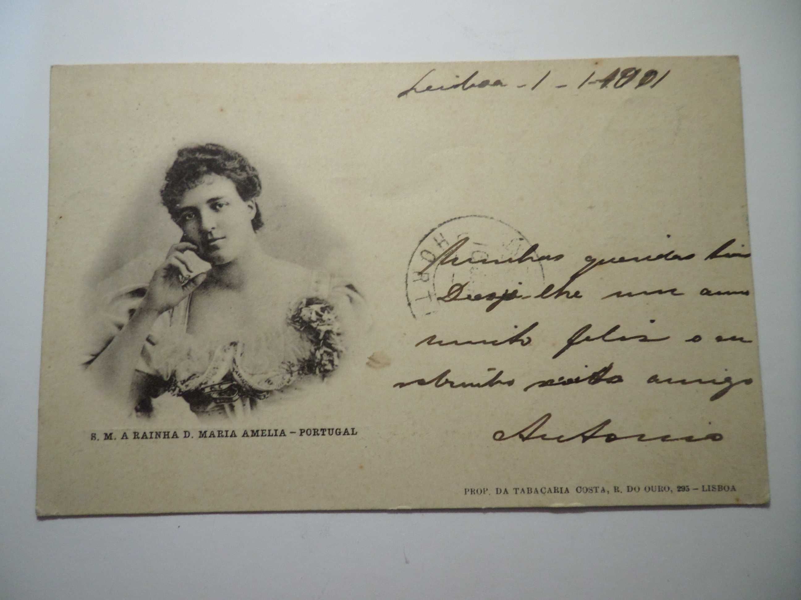 Postal com foto Rainha D. Amélia. 1901