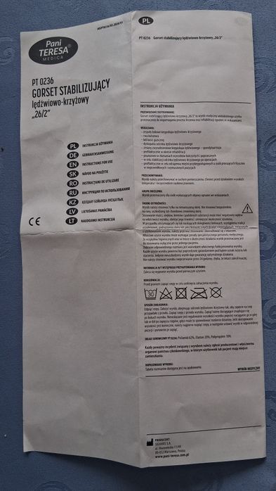 Gorset stabilizujący lędźwiowego krzyżowy rozmiar L