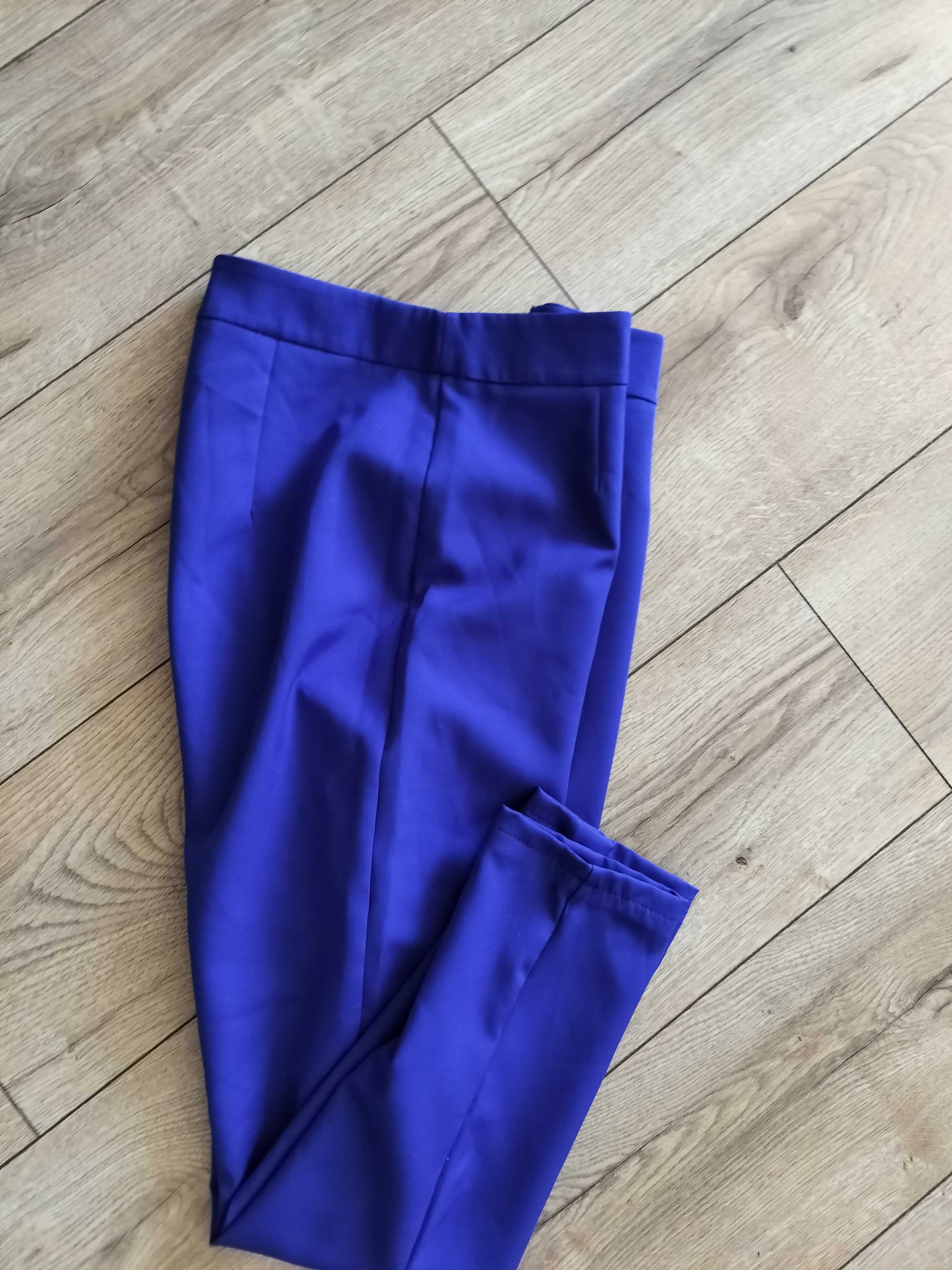 Spodnie damskie 38 cygaretki elegancki kobalt jNowe elastyczne pas80