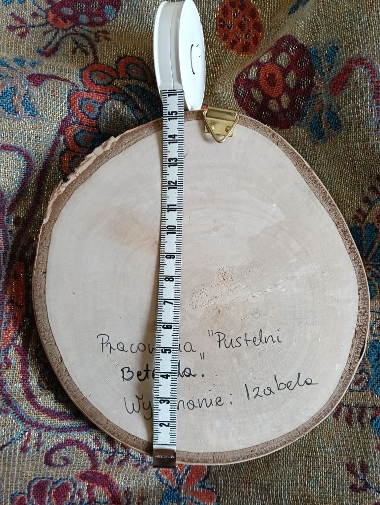 Anioł. Decoupage na drewnie brzozowym.