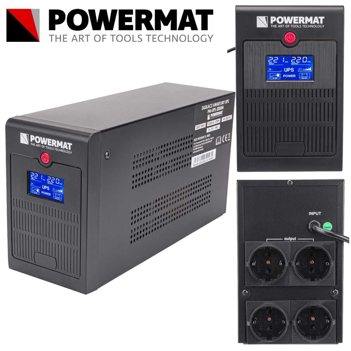 POWERMAT Zasilacz Awaryjny Ups Lcd 2000va 1200w 2x 9ah