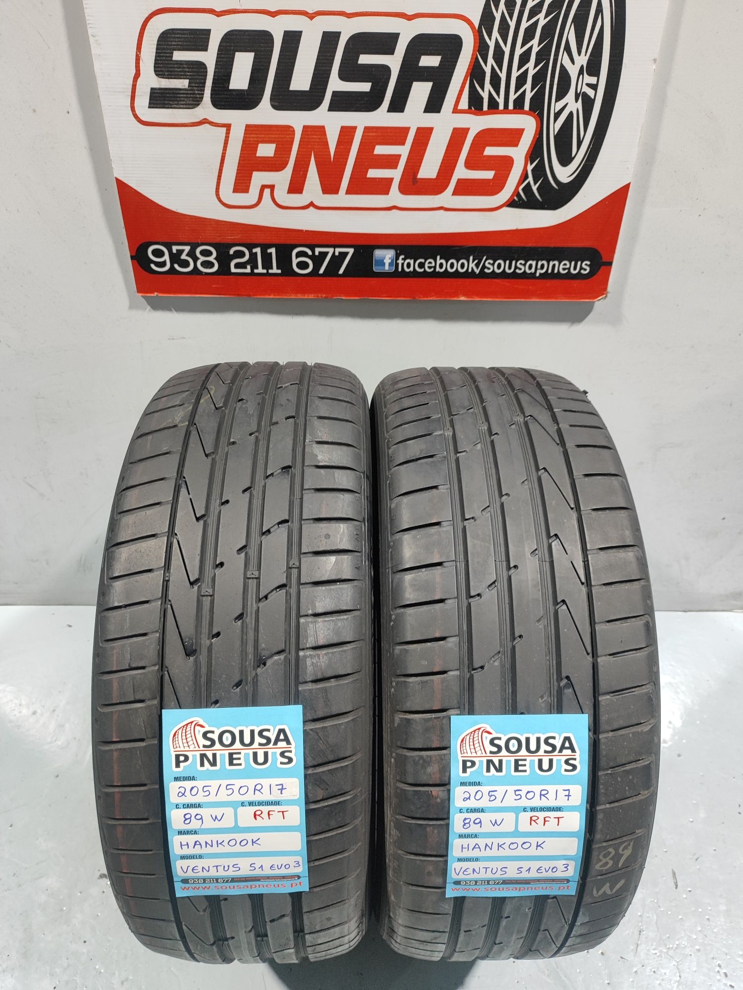 2 pneus semi novos 205-50R17 Hankook RFT - Oferta dos Portes