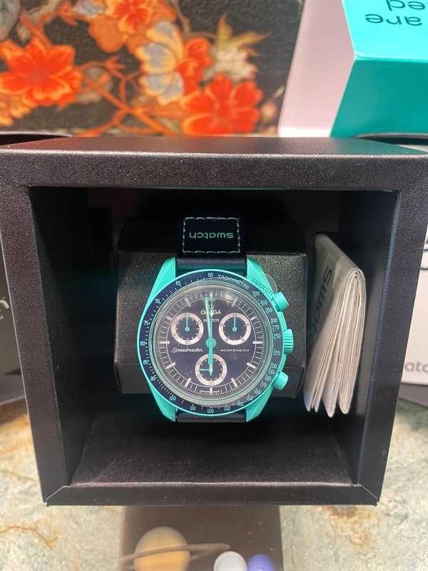 Omega x Swatch Polar Lights Watch - Limited Edition Glow Dial