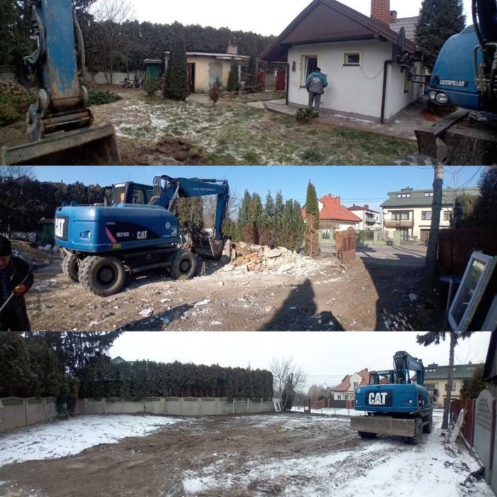 Wykopy Rozbiórki Wyburzenia Koparko ładowarka Koparka Piasek Wywrotka