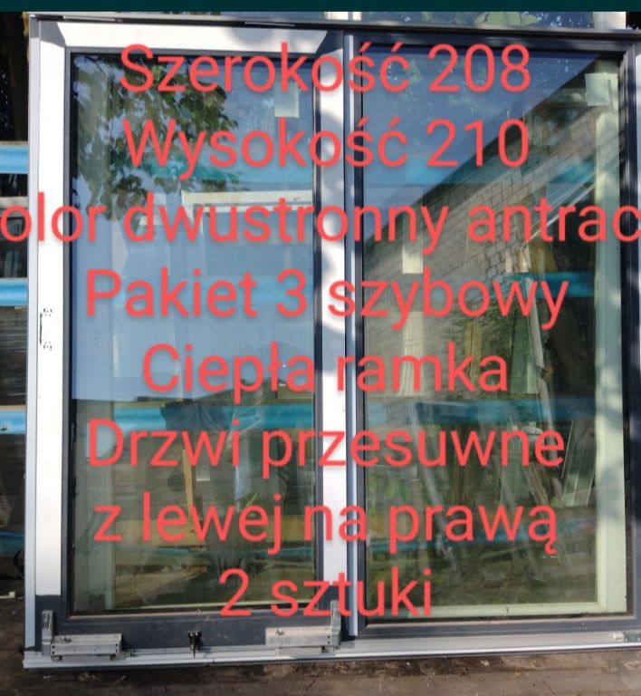 Drzwi przesuwne Automat 3 szybowe Ciepł Ram Antracyt - 30%