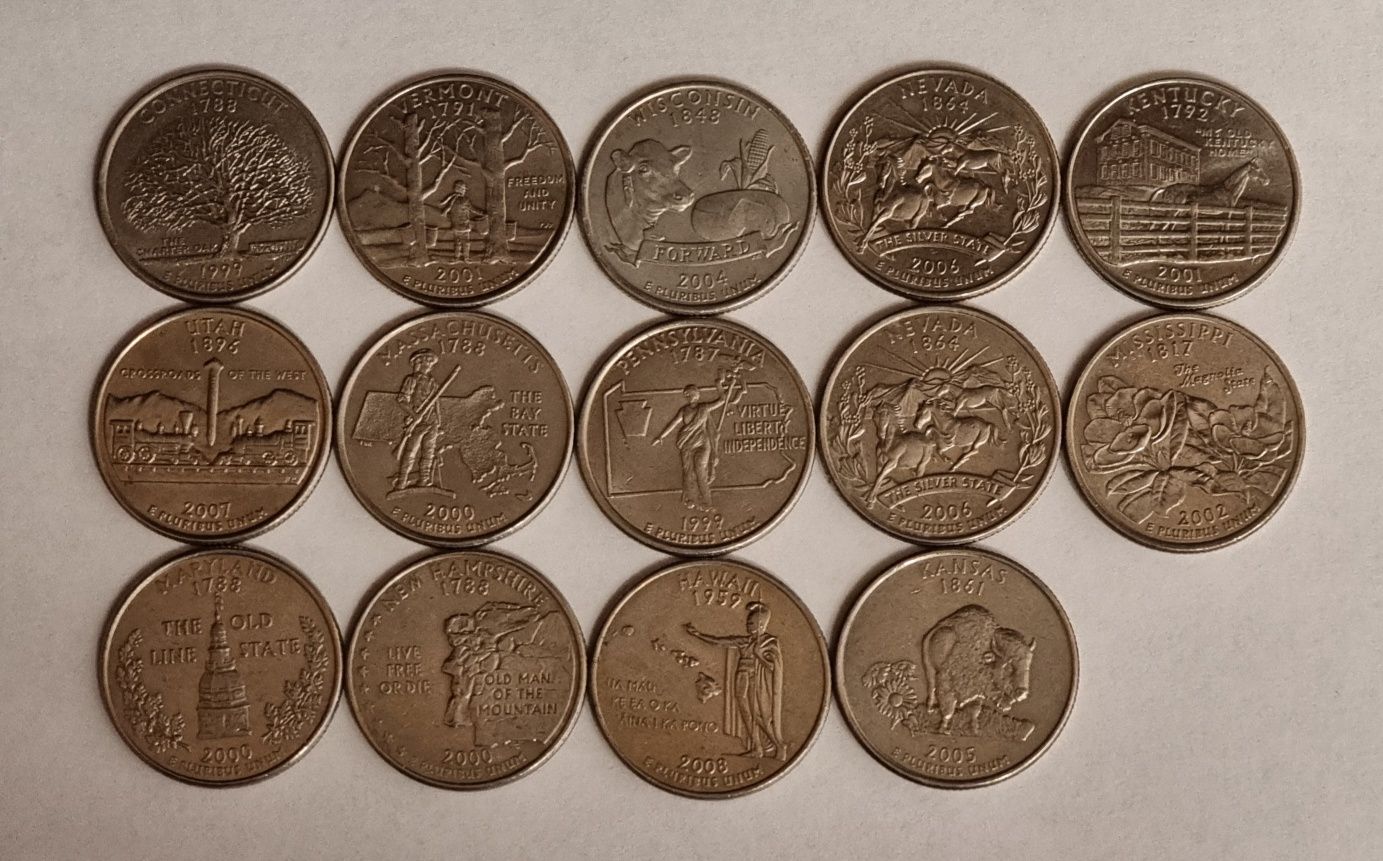 Монети  США 25 центів, квотери