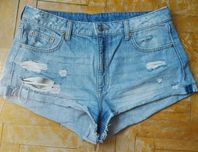 Spodenki jeansowe jasne HM L/XL przetarcia