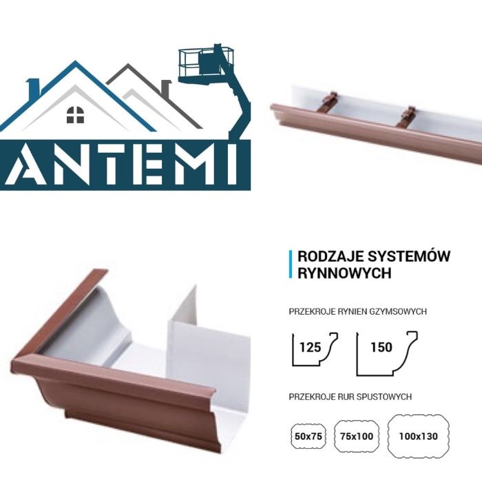 Antemi - Rynny aluminiowe, stalowe bez złączek, ciągłe