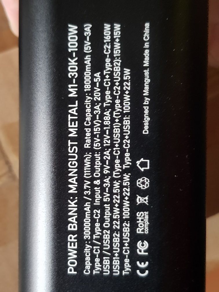 30000mAh 100W Mangust Metal M1 повербанк міні зарядна станція