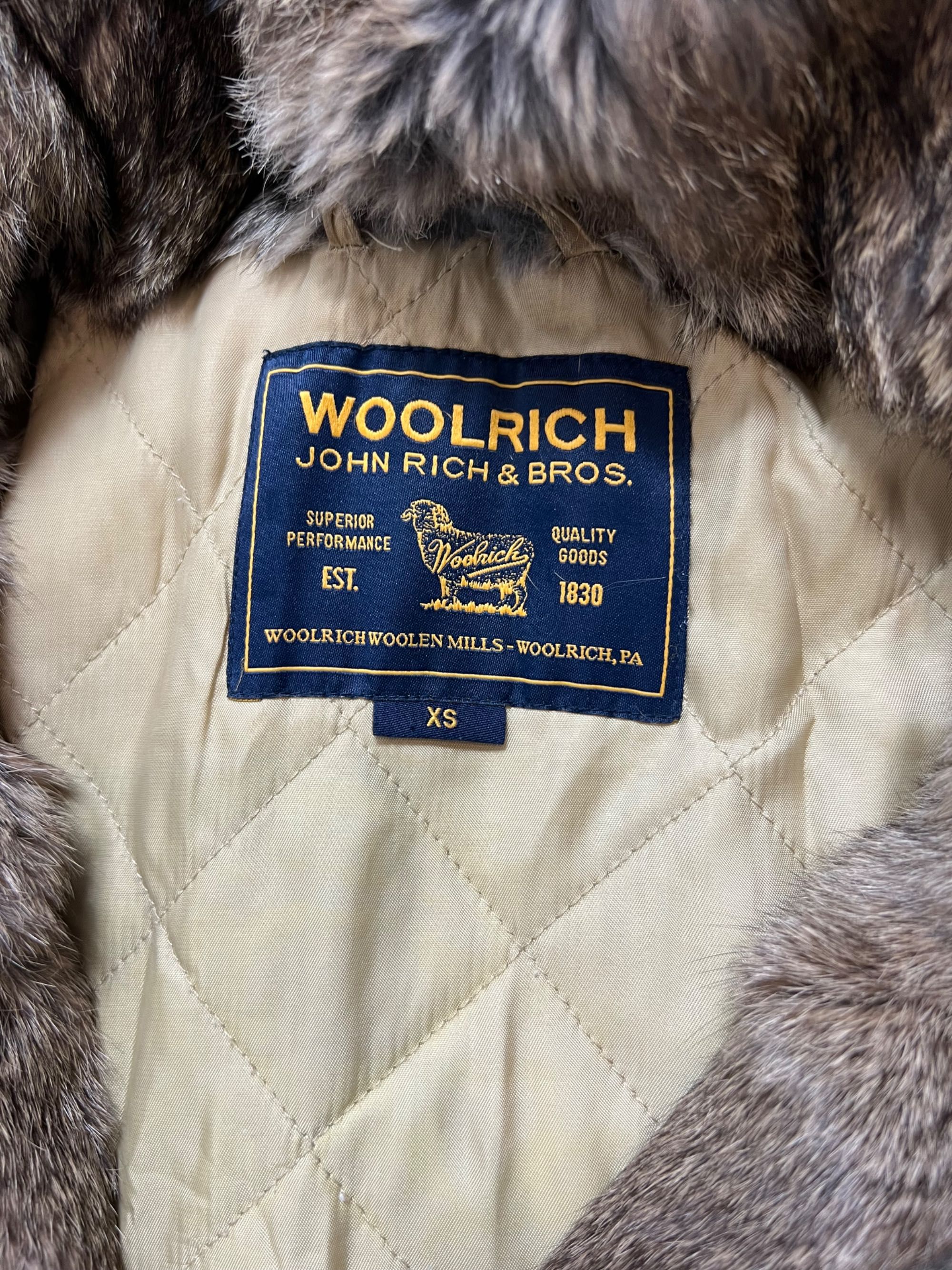 Unisex Kurtka Woolrich + rabbit fur lining vintage
