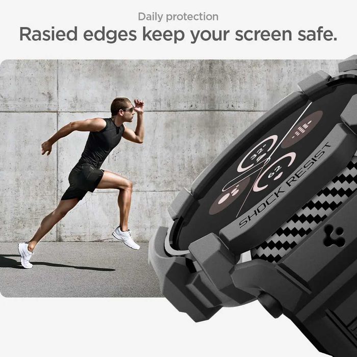 Чехол с ремешком Spigen Rugged Armor Pro для Pixel Watch 3 45mm Black