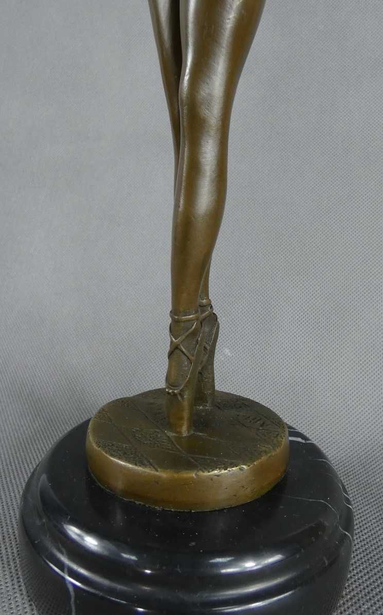 Duża BALETNICA tancerka BRĄZ marmur figura RZEŹBA 42,5cm sygnatur Milo