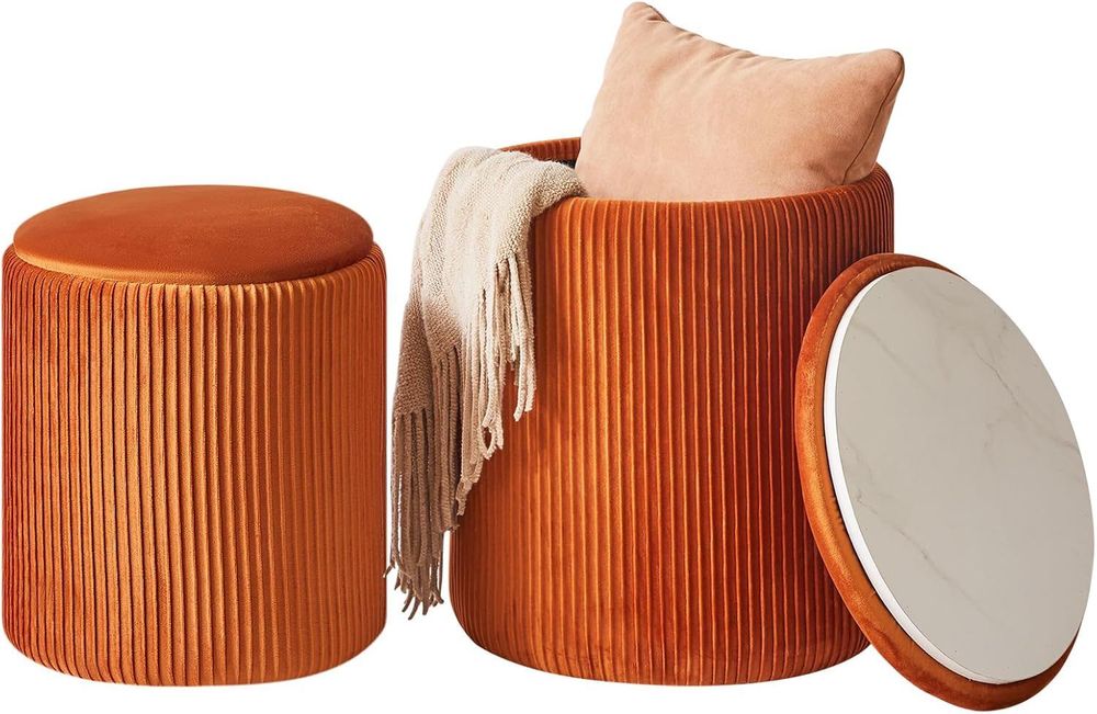 zestaw otomanów, aksamitny nowoczesny wyściełany stolik , podnóżek