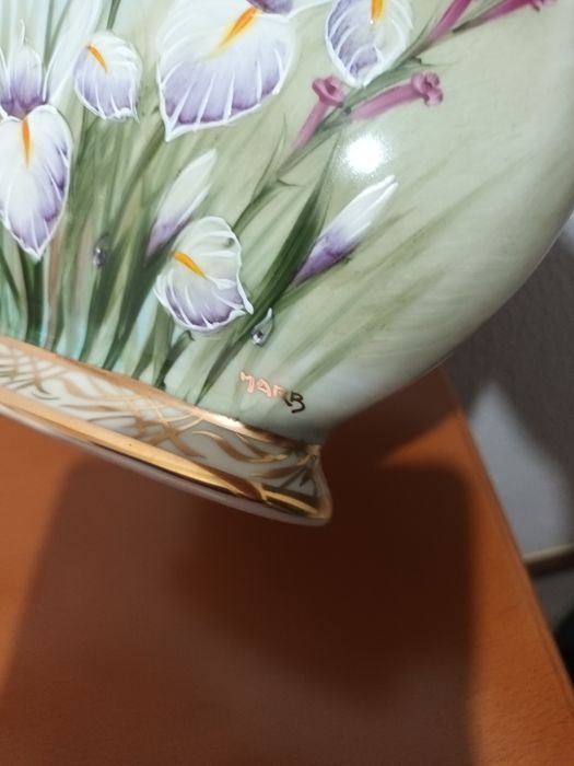 Fabulosa e rara jarra Limoges pintada à mão e assinada