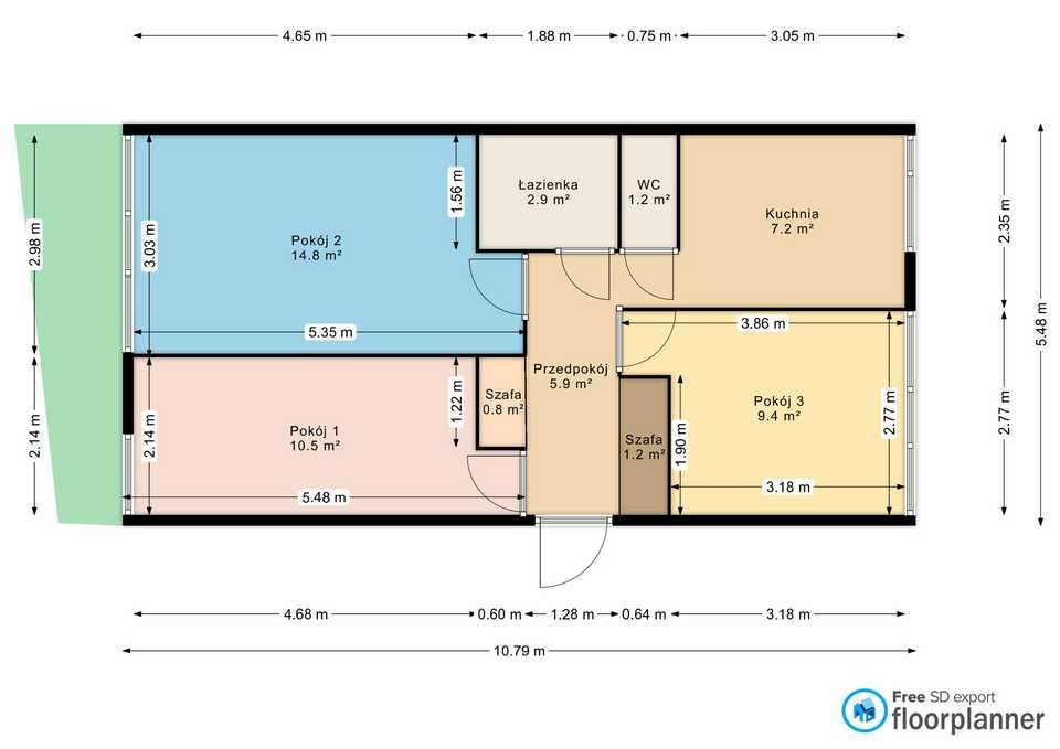 Do wynajęcia mieszkanie 3-pokojowe lub pokoje | Popowice | 54 m²