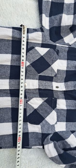 Koszula dziewczęca flanelowa w kratę 140cm biało czarna tunika