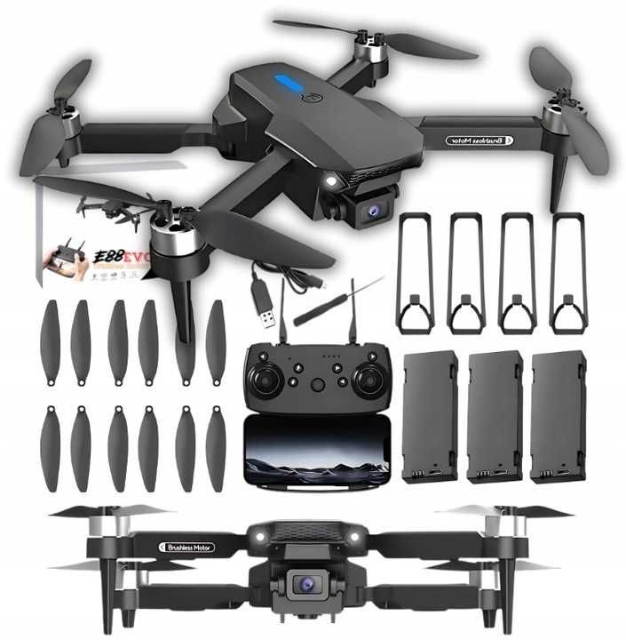 DRON E88 2X KAMERA 6K wifi zawis 2000m 35min lotu na jednej baterii