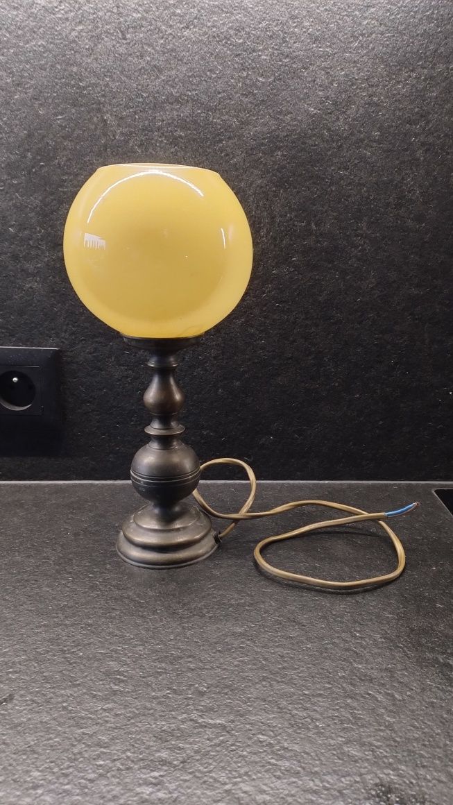 Stara lampka biurkowa inna kolorowe szkło PRL