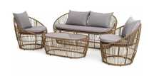 Zestaw mebli ogrodowych Lexy sofa, dwa fotele, stolik, rattan syntetyk