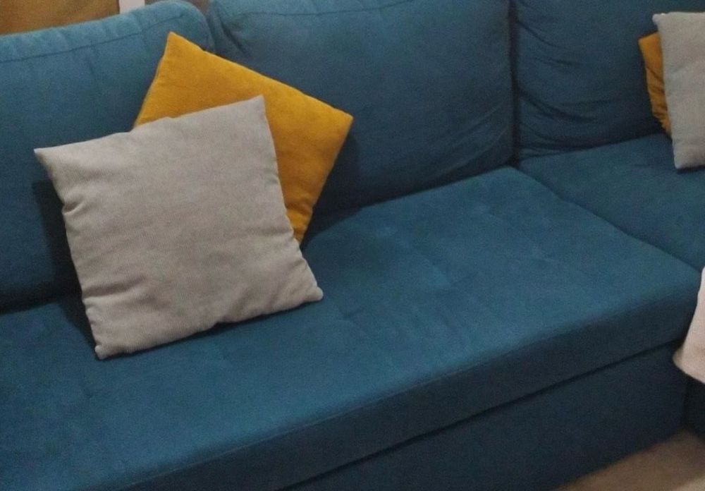 Sofá cama com chaise longue Azul Petróleo