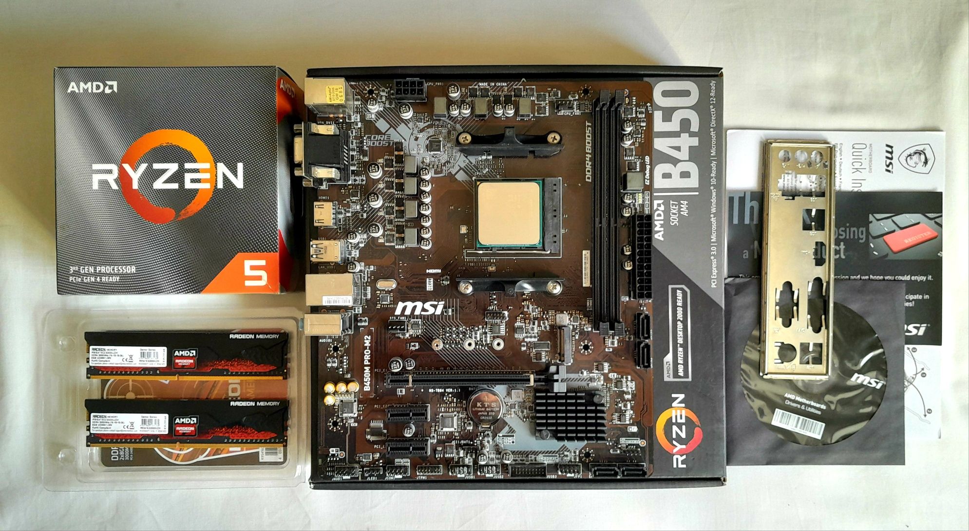 Ryzen 5 2600+B450+16Gb AMD MSI игровой комплект AM4 DDR4