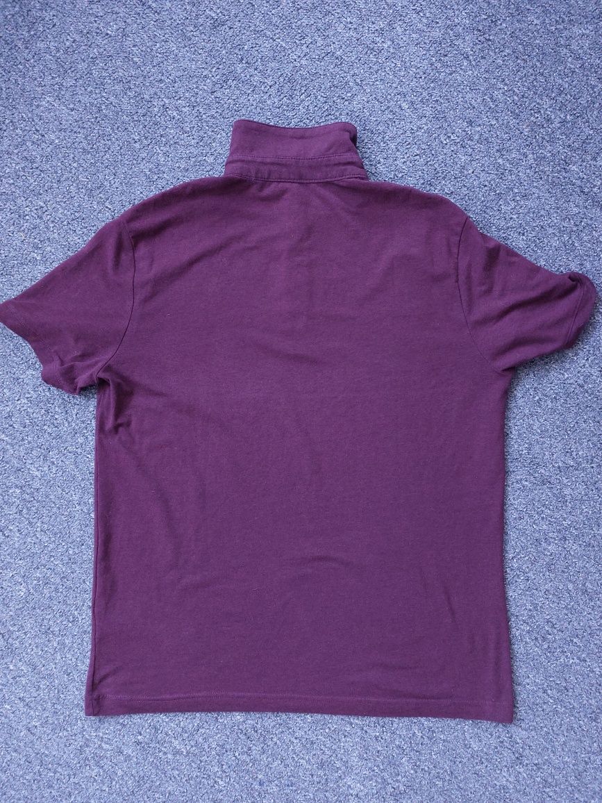 Koszulka polo H&M rozm. L slim fit bordowa casual smart daily use