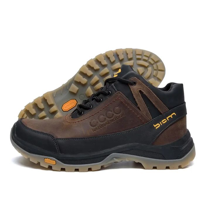 Чоловічі зимові черевики ECCO  Коричневі мужские кожаные кроссовки Екк