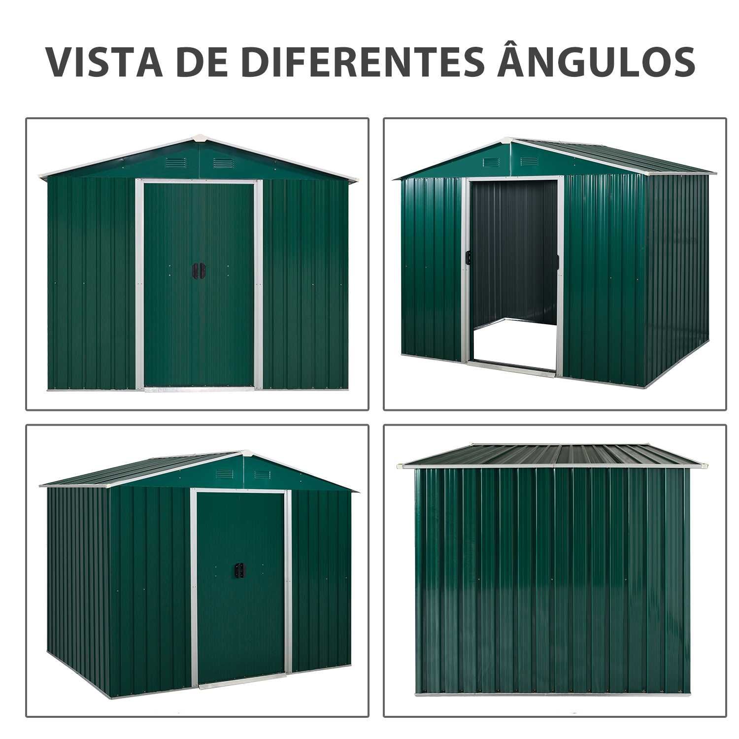 Abrigo Jardim Metal 4,1m² Verde 236x174x190 cm Novo
