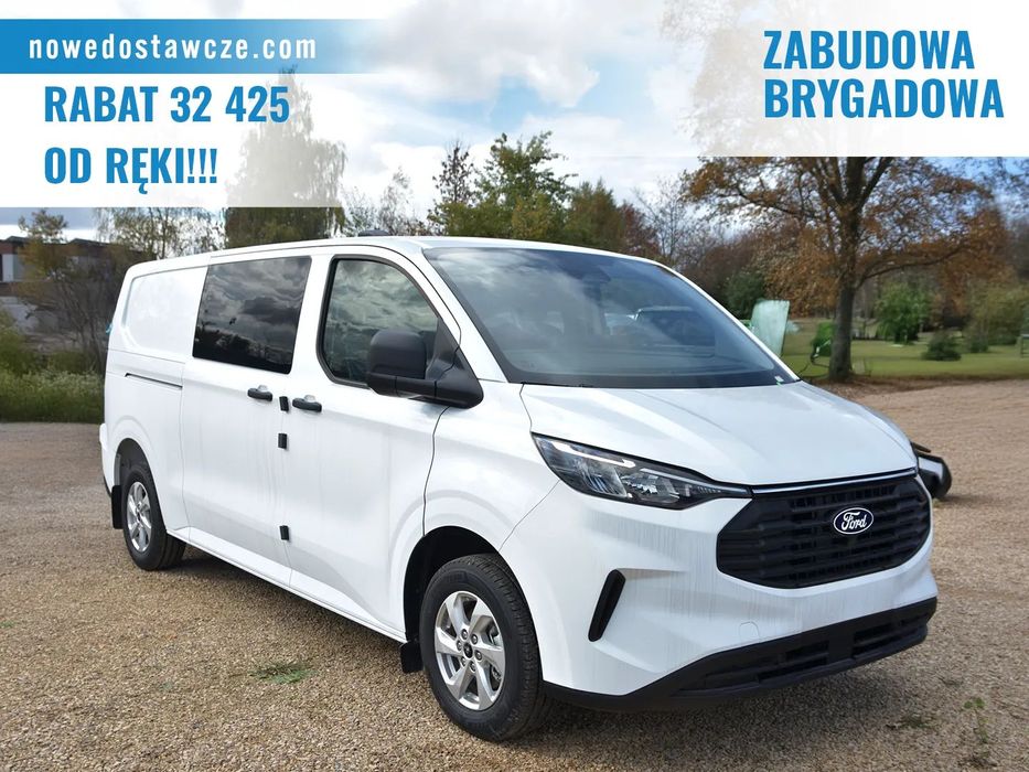 Ford Transit Custom BRYGADÓWKA 136KM  Furgon | Brygadówka | hak holowniczy | Zabudowa brygadowa