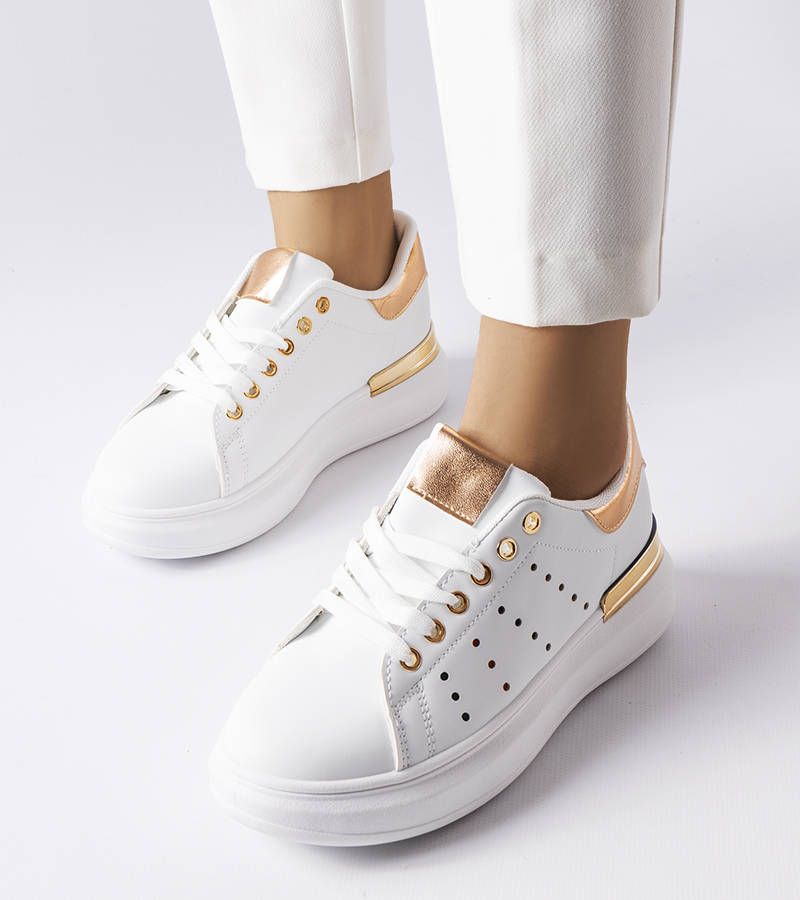Białe sneakersy z kolorową perforacją Chalut 37