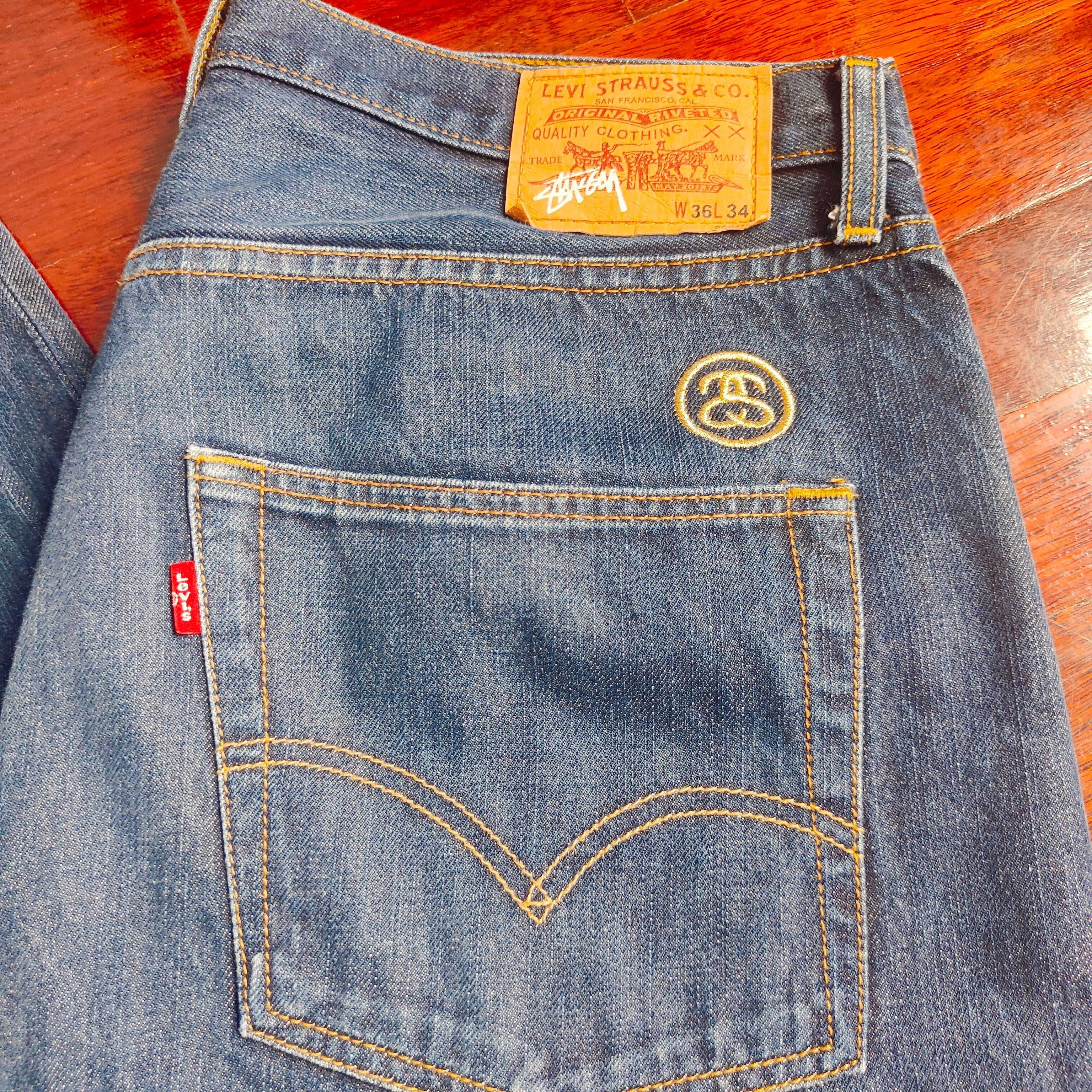 Levis X Stussy Denim jeans calças ganga 36 x 34