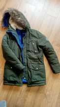 Kurtka puchowa parka zimowa 36 S Jack Jones wiatroodporna khaki ciepla