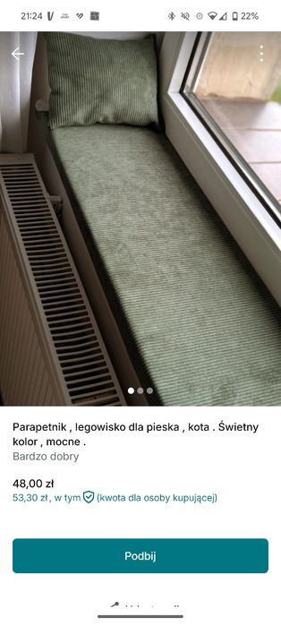 Legowisko na parapet dla kota – sztruks kolory, wysyłka cała Polska