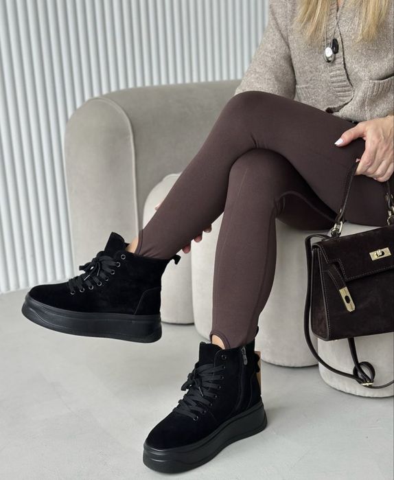 Женские зимние замшевые ботинки