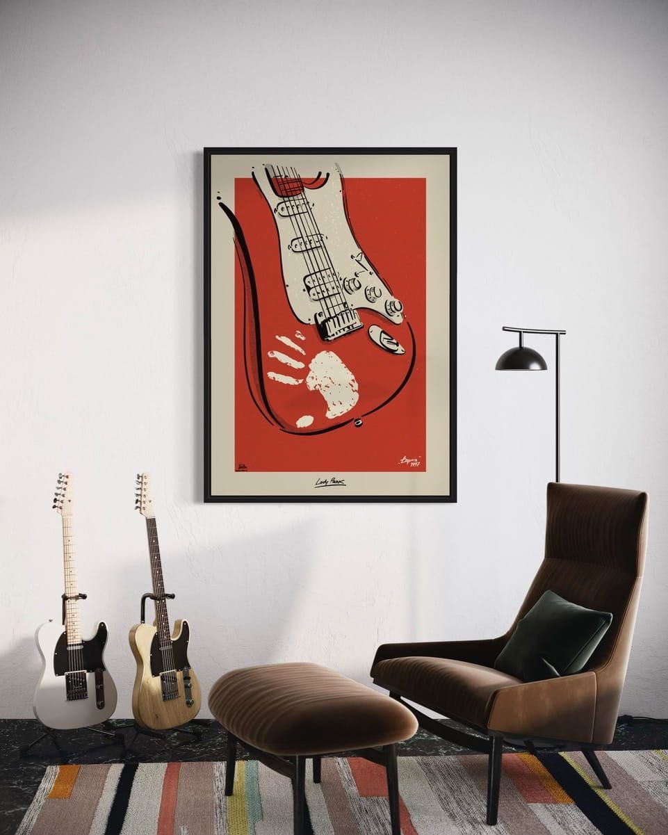 Jan Borysewicz-plakat "ŁAPKA" Limitowany Fender Stratocaster Lady Pank