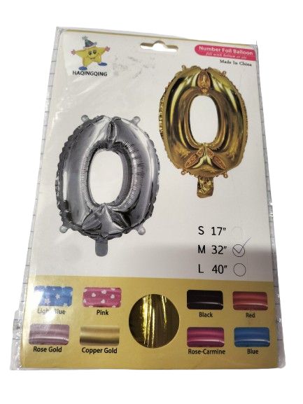 Balon foliowy cyfra 0 złoty M 32