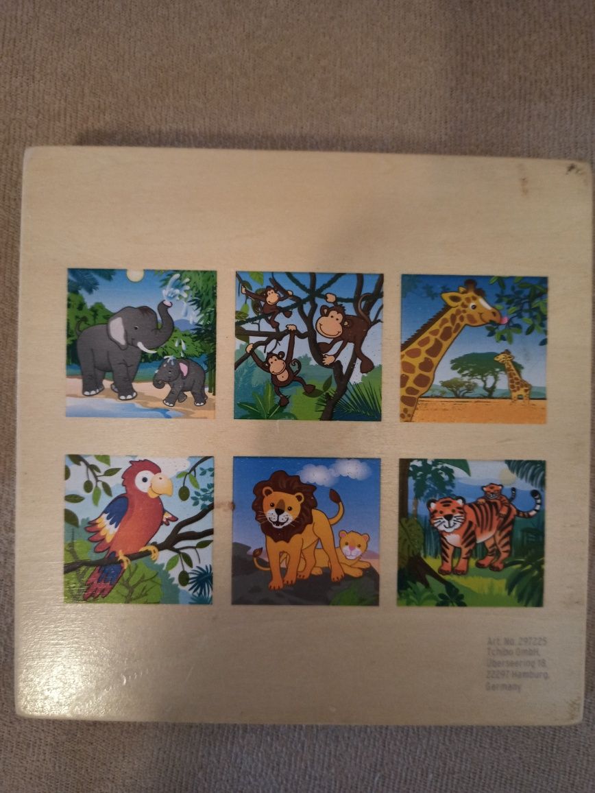 Puzzle sześciany drewniane -6 obrazków 3x3