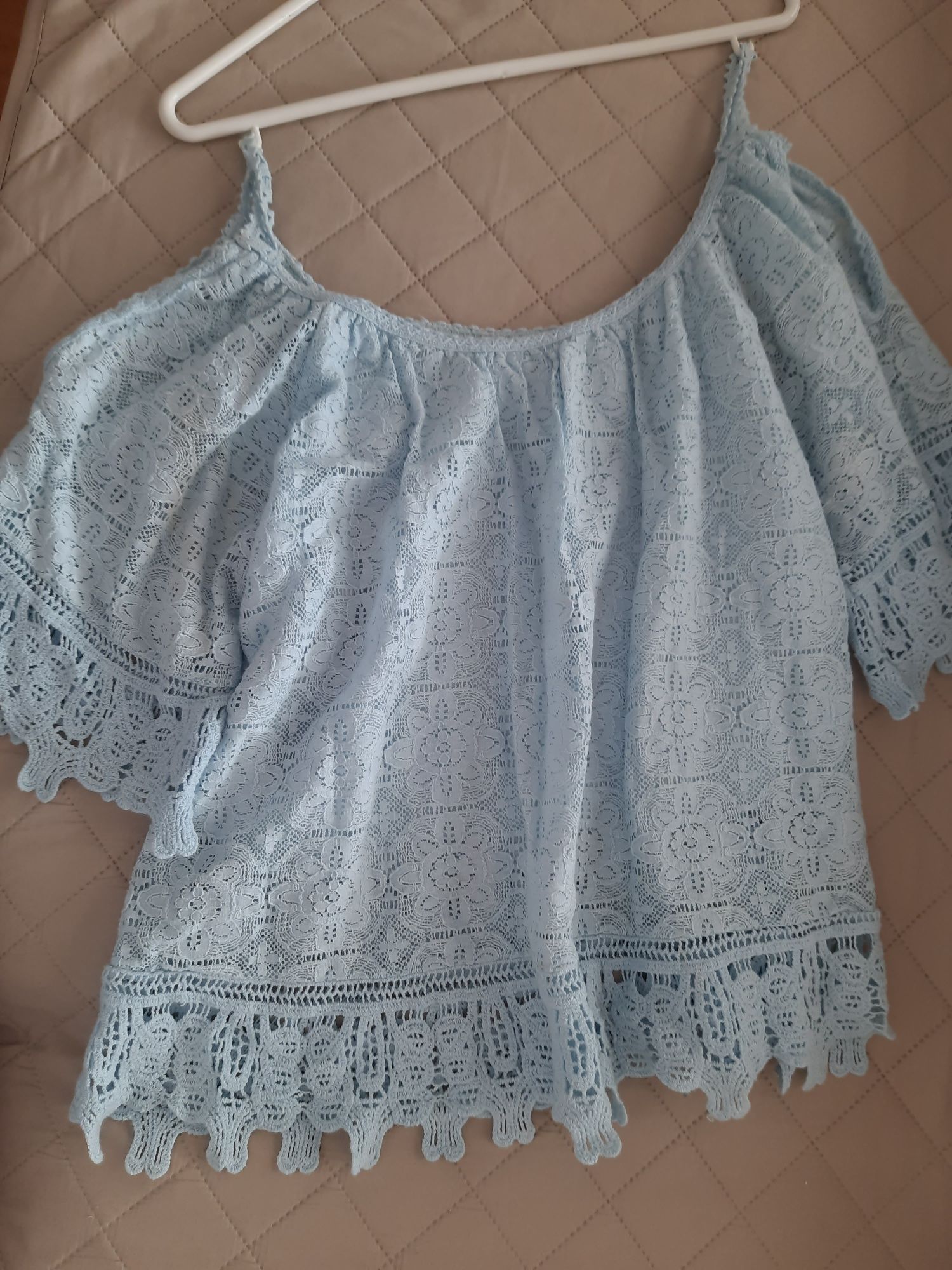 Blusa rendada azul bébé T.S