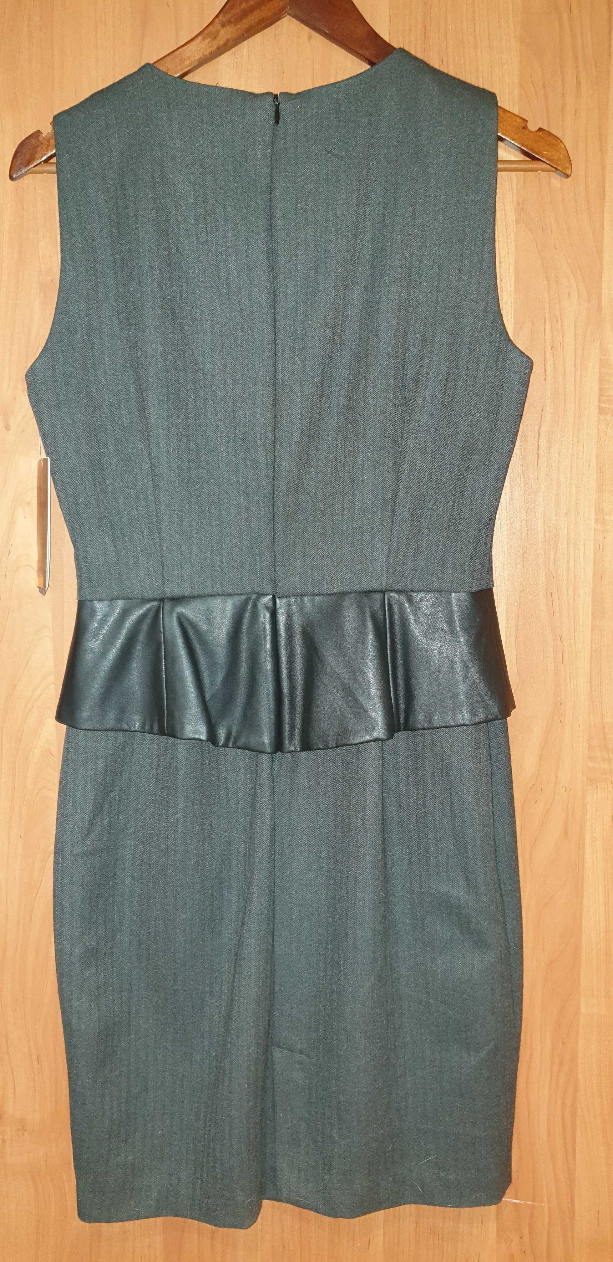 Платье ZARA с кожаной баскинкой, NEW, размер M (38)