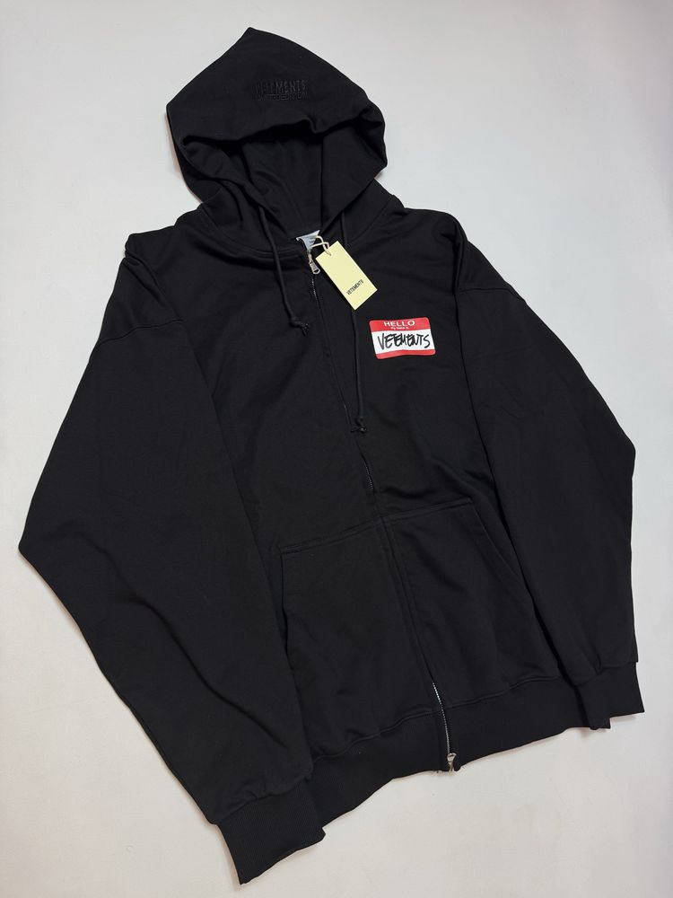 Зіп Худі Vetements Hello My Name Is S M Zip up кофта