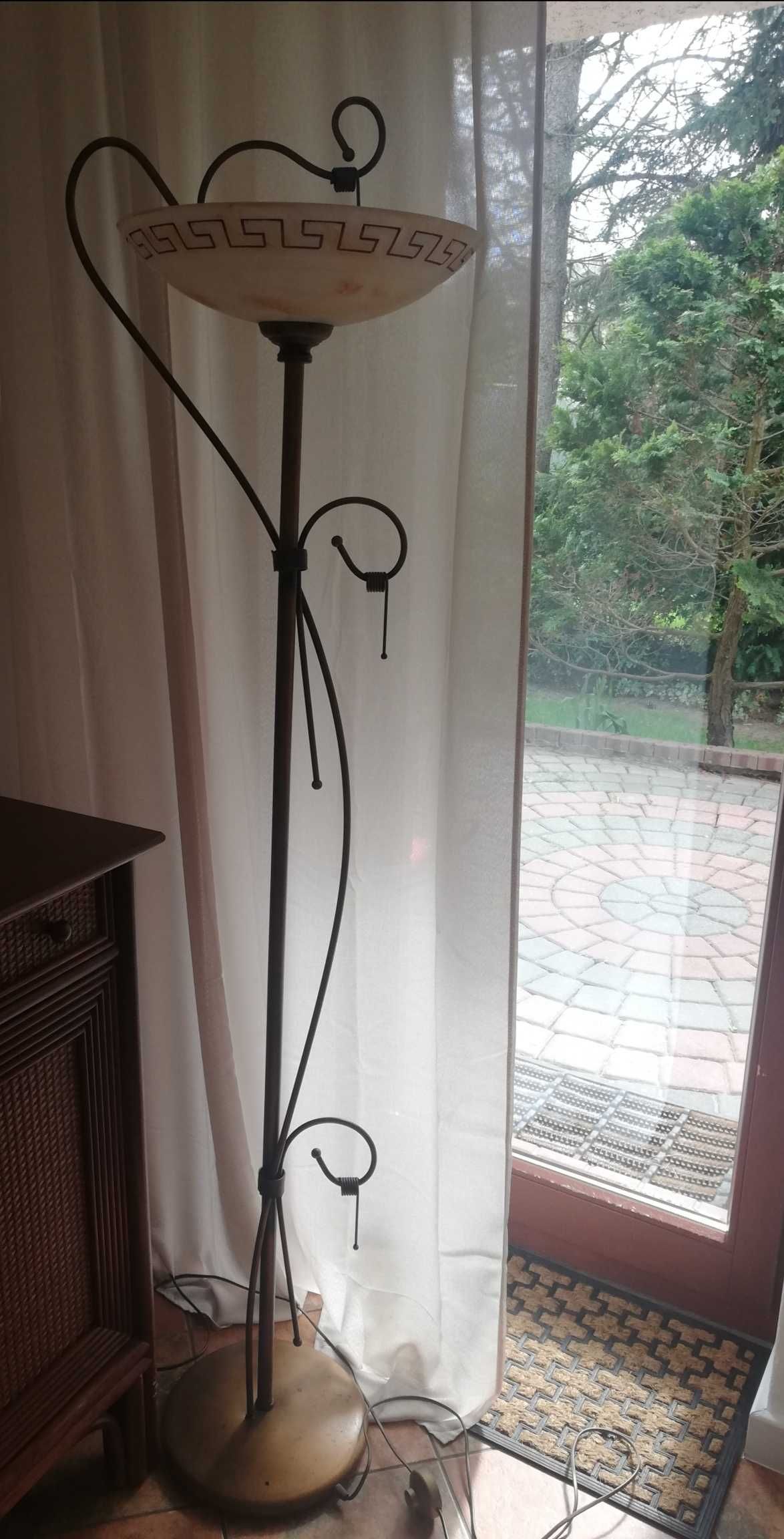 Lampa stojąca 175 cm, metalowa ze szklanym kloszem