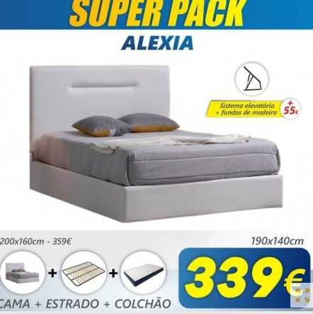 Super Pack Cama Alexia + Estrado + Colchão Back Ortopédico