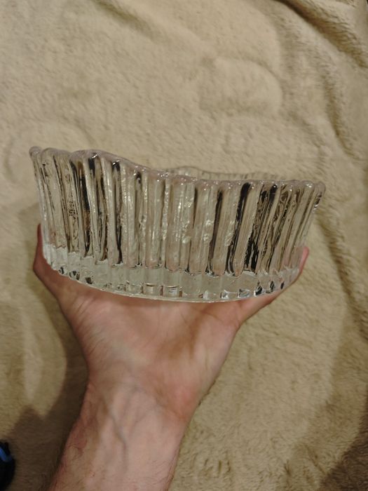 Piękna szklana miska ciężkie szkło kryształ (?) 1.3kg Polecam PRL 70s