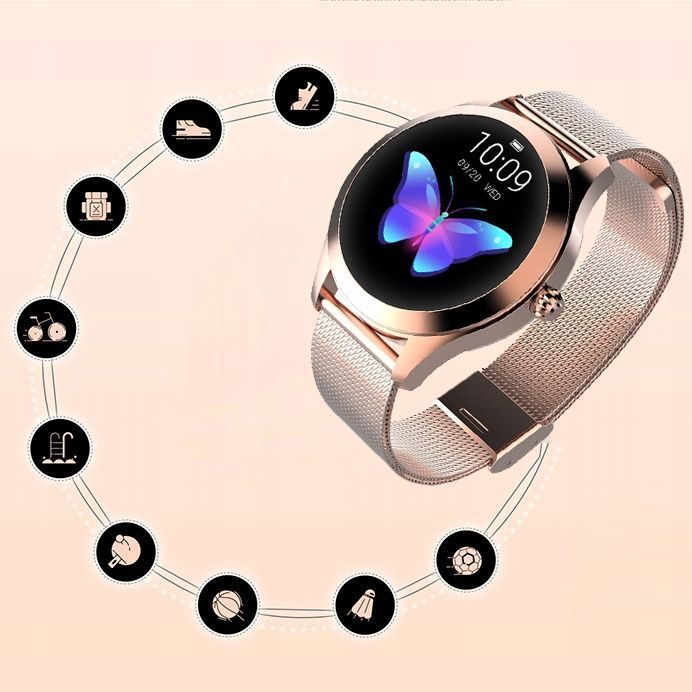 Elegancki Smartwatch Damski KW10 - Wodoodporny, Funkcje Sportowe